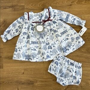 Edgehill Collection Toile Baby Dress NWT 9 Months
